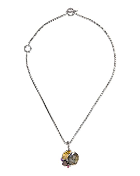 Stephen Dweck Flower Engraved Gemstone Pendant Necklace Neiman Marcus