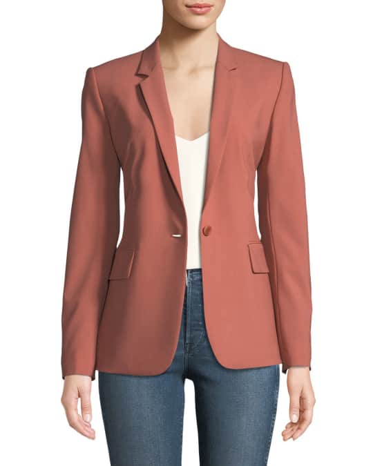 Theory Essential One-Button Stretch-Wool Jacket | Neiman Marcus