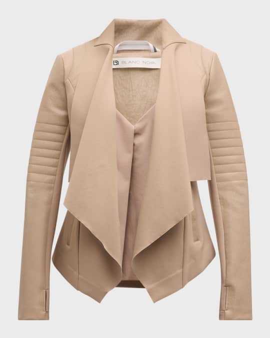 Drape Front Quilted Faux Leather Jacket