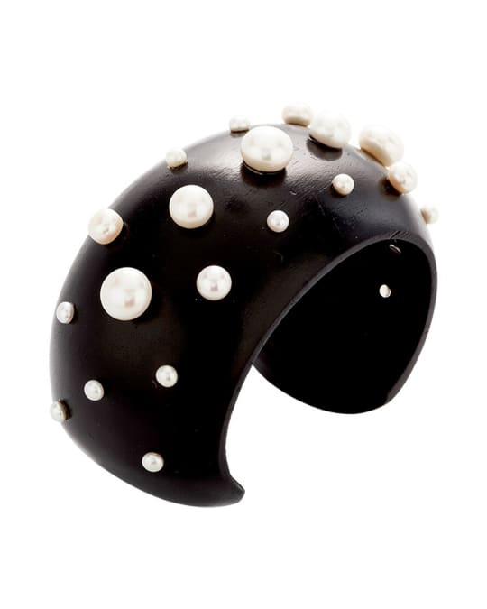 M.C.L. by Matthew Campbell Laurenza Wood & Multi-Pearl Cuff Bracelet ...