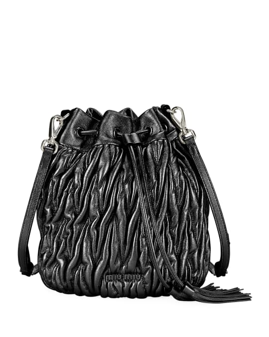 Miu Miu Matelasse Leather Drawstring Bucket Bag | Neiman Marcus