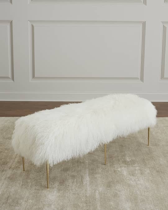 Antanette Sheepskin Bench with Stiletto Legs