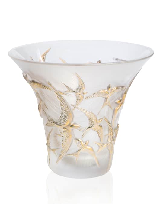 Flared Gold Stamped Hirondelles Vase