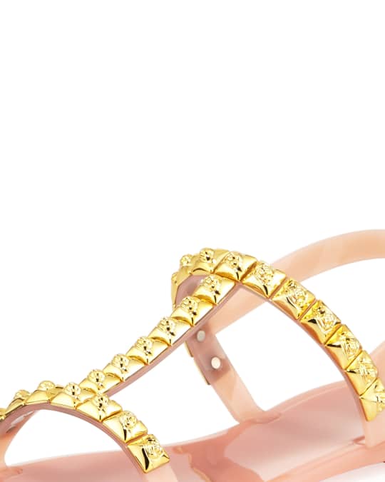 Stuart Weitzman Jelrose Studded Flat Jelly Sandal Neiman Marcus