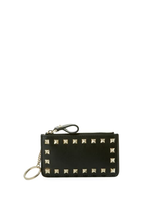 Valentino Garavani Rockstud Leather Key Chain Card Case Neiman