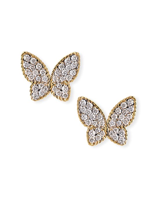Roberto Coin 18k Diamond Butterfly Stud Earrings Neiman Marcus