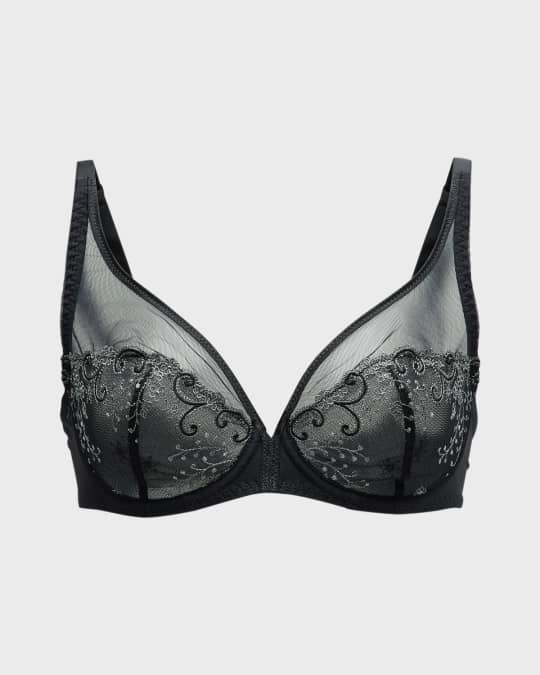 Delice Two-Part Full-Cup Sheer Plunge Bra