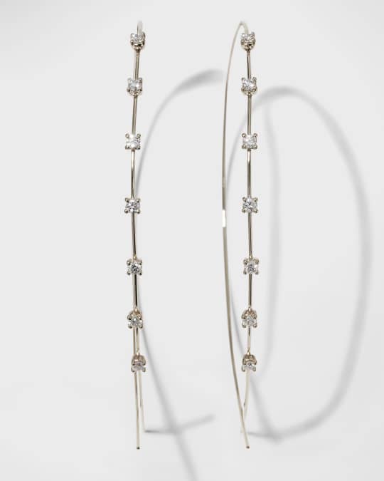 Large Solo Upside Down Diamond Hoop Earrings