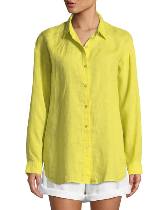 Eileen Fisher Organic Linen Boyfriend Shirt | Neiman Marcus