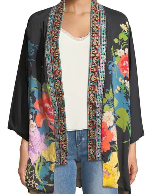 Johnny Was Plus Size Fuskha Floral-Print Kimono | Neiman Marcus