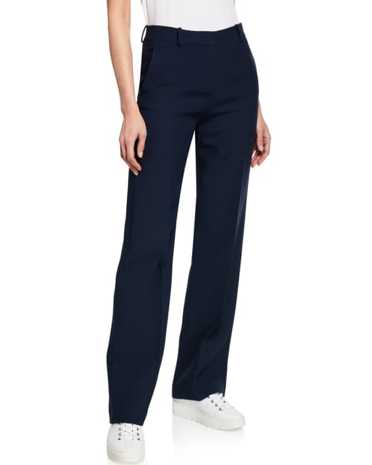 Loro Piana Adam High-Waist Wide-Leg Wool-Silk Pants | Neiman