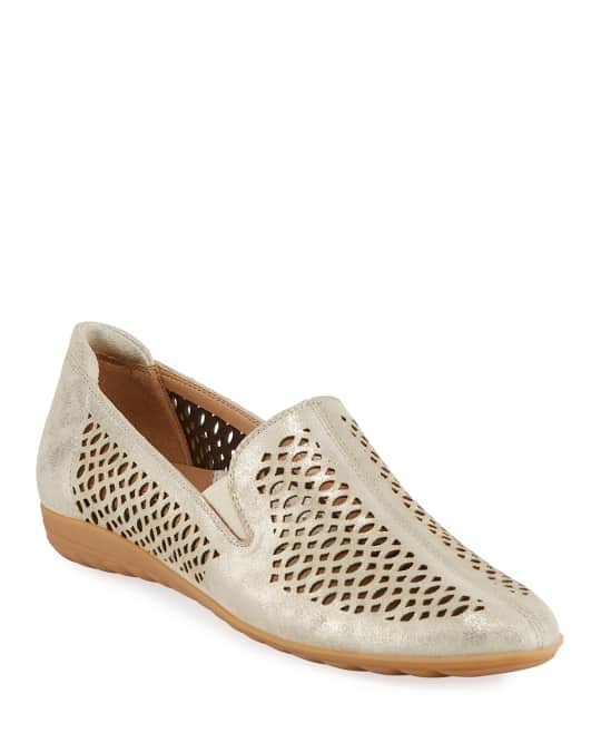 Sesto Meucci Byrna Metallic Perforated Leather Comfort Loafer | Neiman ...