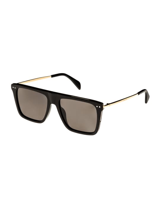 Celine Bold Rectangular Acetate/Metal Polarized Sunglasses | Neiman Marcus