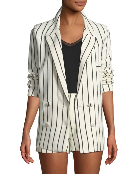 Lovers And Friends Fanning Striped Double-Breasted Linen Blazer ...