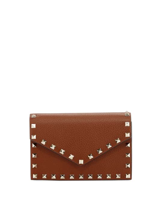 Rockstud Mini leather wallet on chain