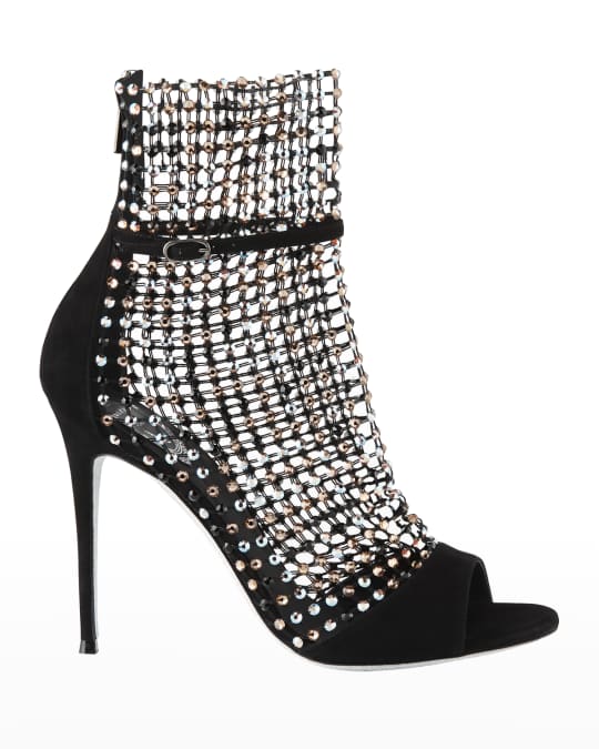 Rene caovilla mesh discount strass caged sandal