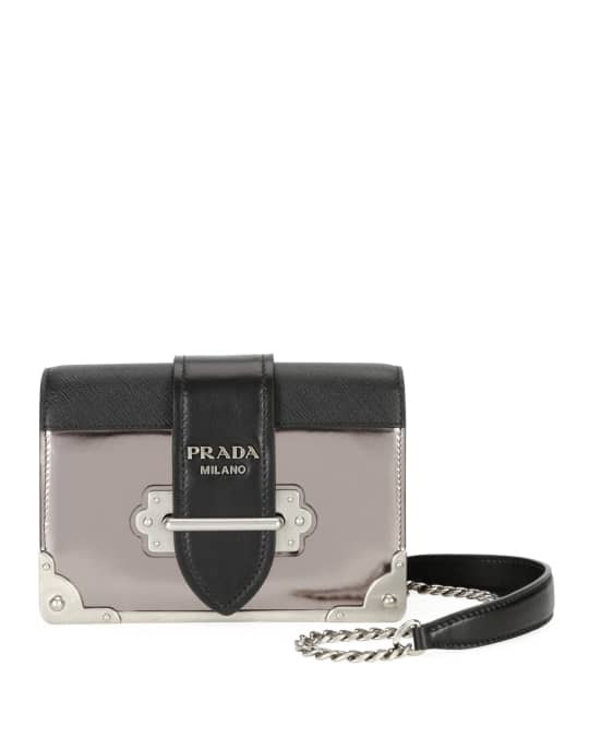 Prada Cahier Small Metallic Crossbody Bag | Neiman Marcus