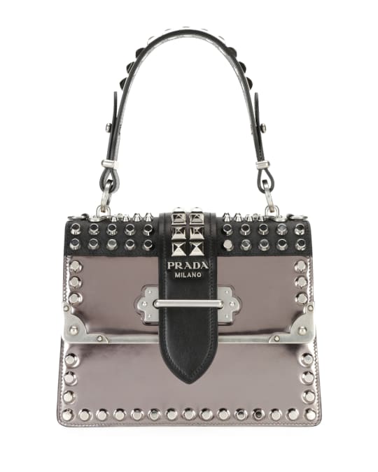 Prada Studded Cahier Top-Handle Bag | Neiman Marcus