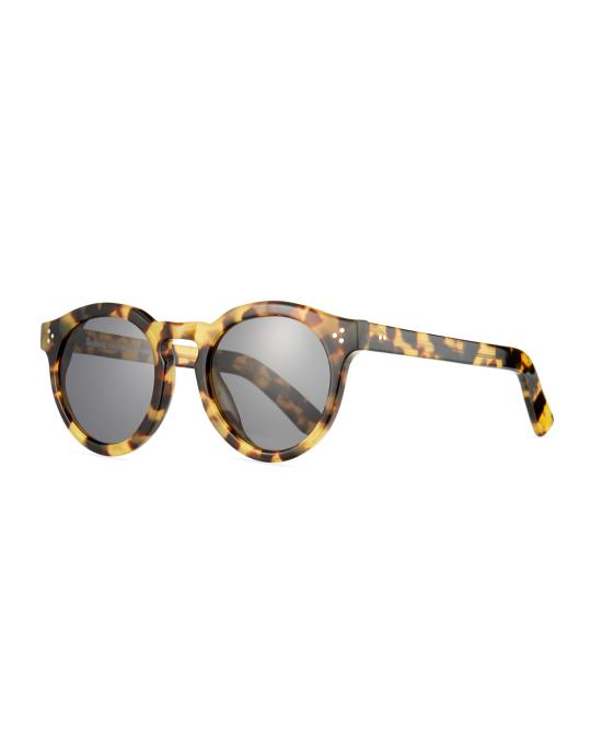 Illesteva Leonard II Round Sunglasses, Tortoise | Neiman Marcus display picture 3
