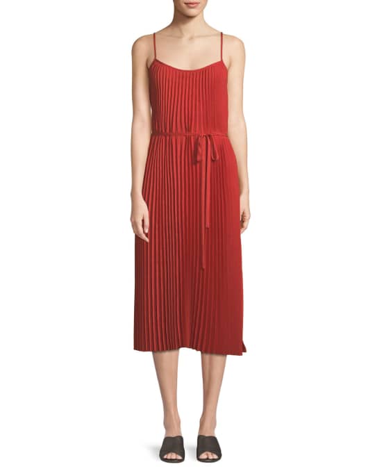 Vince pleated cami midi dress cheap