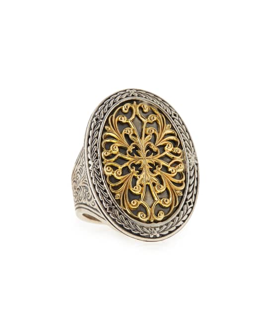 Konstantino Silver 18k Gold Filigree Top Oval Ring Neiman Marcus