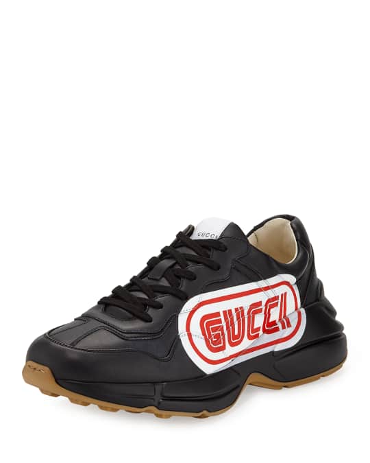 Rhyton Gucci Print Leather Sneaker