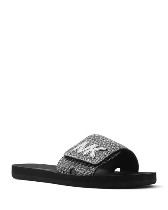 MICHAEL Michael Kors MK Glitter Chain Slide Sandals | Neiman Marcus