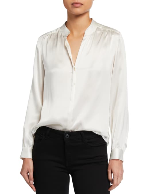 Bianca Silk Charmeuse Button-Down Blouse