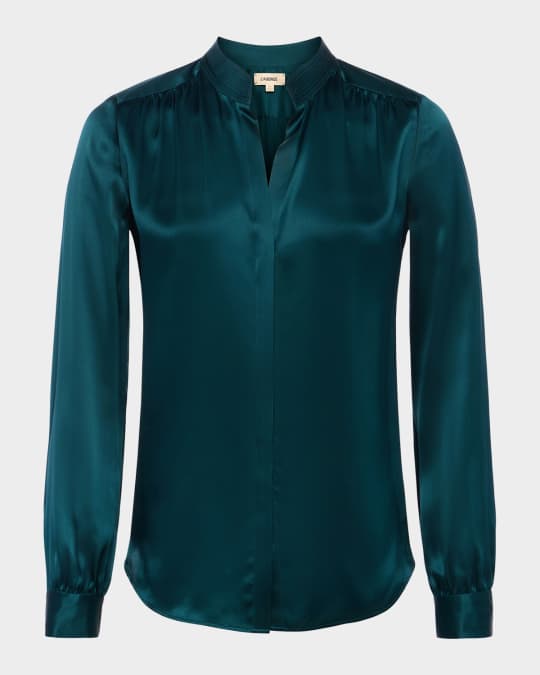 Bianca Silk Charmeuse Button-Down Blouse