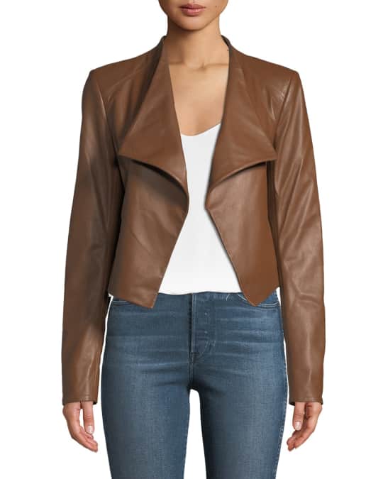 Theory Crossover Paperweight Leather Jacket | Neiman Marcus