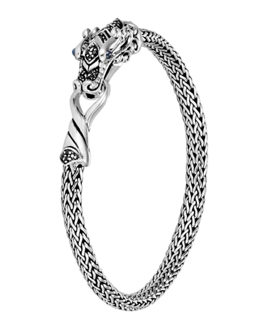 Legends Naga 5mm Silver Bracelet w/ Blue Sapphire Eyes