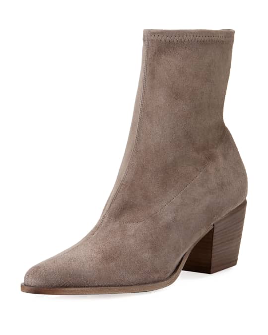 Vince Hayek Suede Block-Heel Sock Booties | Neiman Marcus