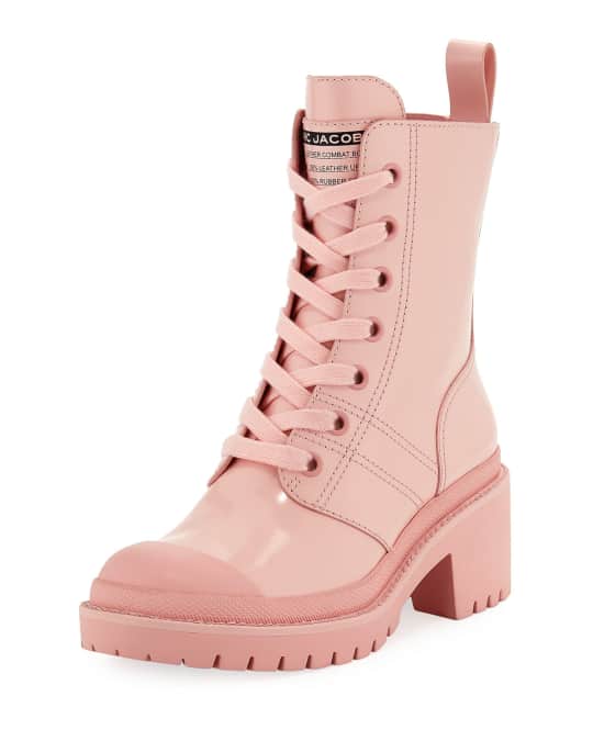 Marc Jacobs Bristol Lace Up Chunky Heel Leather Combat Boot