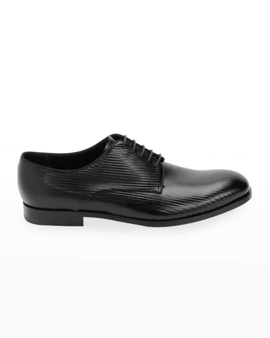 Giorgio Armani Men's Formal Patent Chevron Leather Lace-Up Shoe ...