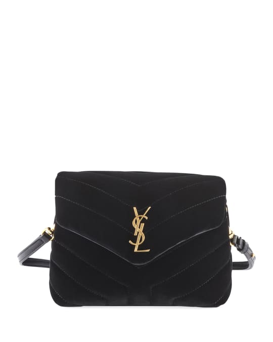 AUTH YSL TOY LOULOU 2-WAY CLUTCH/CROSSBODY VELVET QUILTED BAG PREOWNED SML  BLUE
