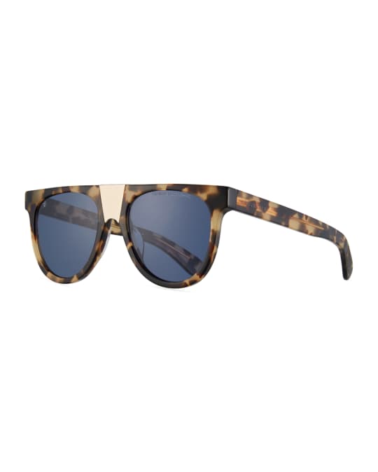 CALVIN KLEIN 205W39NYC Flattop Acetate Sunglasses w/ Contrast Metal ...
