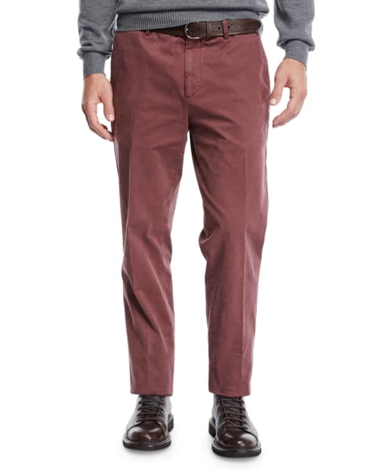 Brunello Cucinelli Men's Cotton FlatFront Pants Neiman Marcus