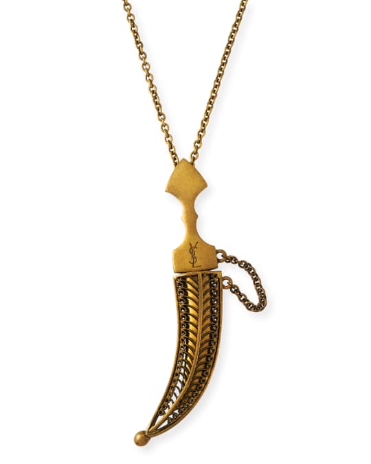 Folk Saber Horn Charm Pendant Necklace