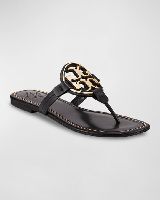 flat slippers tory burch sandals dhgate Tory Burch Miller Flat Metal Logo Slide Sandals Neiman Marcus