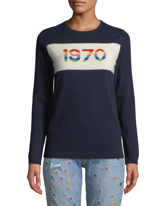 Bella Freud 1970 Rainbow Graphic Cashmere Sweater Neiman Marcus