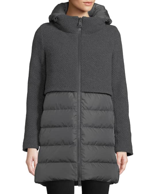 Herno Funnel Neck Knit and Down Combo Coat Neiman Marcus