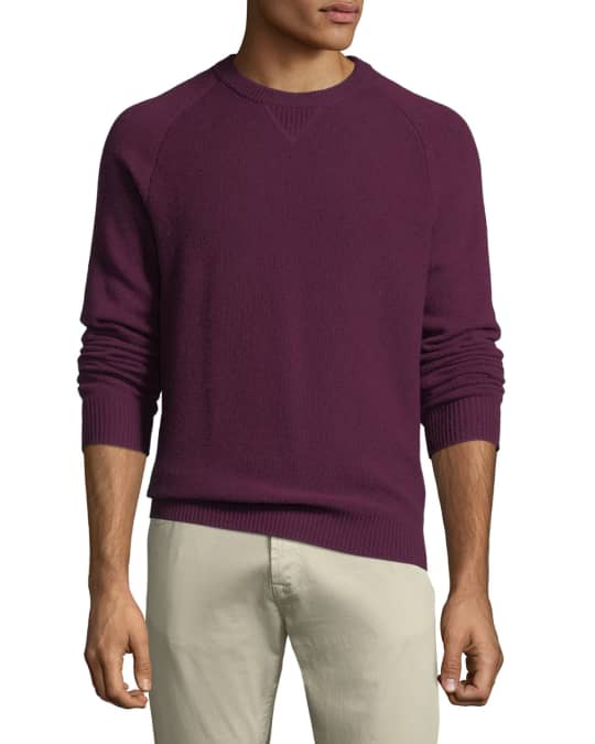 Neiman Marcus Men's Tuck-Stitch Cashmere Crewneck Sweater | Neiman Marcus