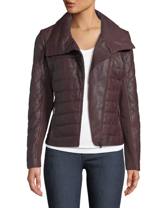 Neiman Marcus Leather Collection Quilted Lamb Leather Jacket | Neiman ...