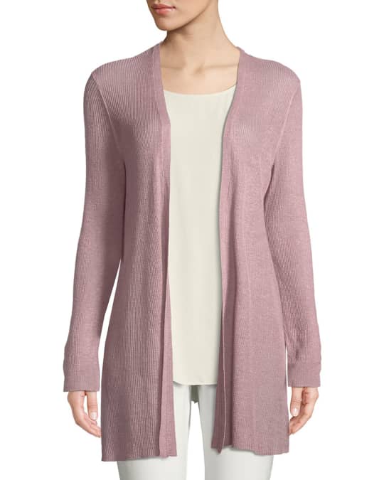 Eileen Fisher Plus Size Organic Linen Tencel Open Cardigan