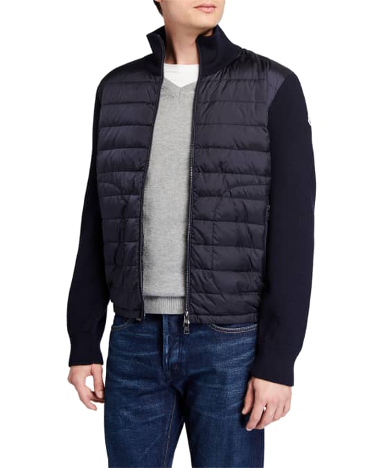 Moncler Men's Puffer Zip-Front Sweater | Neiman Marcus