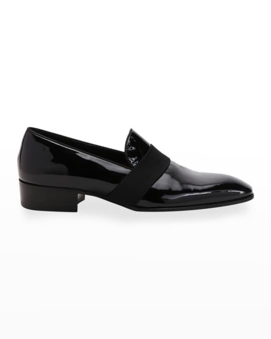 TOM FORD Men's Formal Patent Leather Web-Strap Loafers | Neiman Marcus