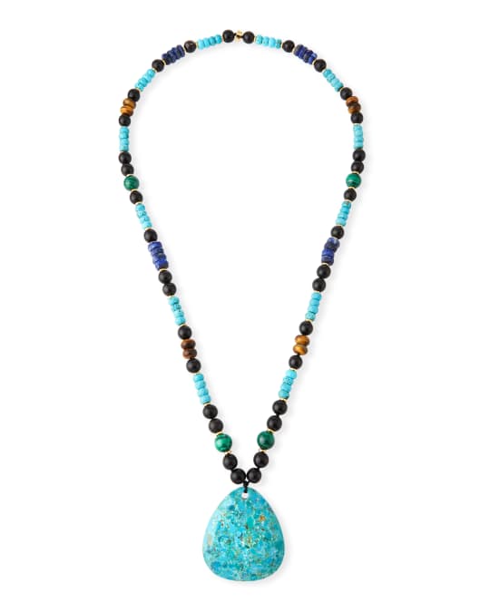 Nest Jewelry Long Beaded Turquoise Pendant Necklace W Mixed Stones Neiman Marcus