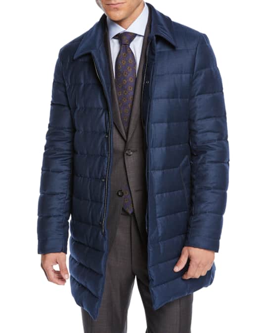 Canali Men's Long Down Quilted Coat | Neiman Marcus