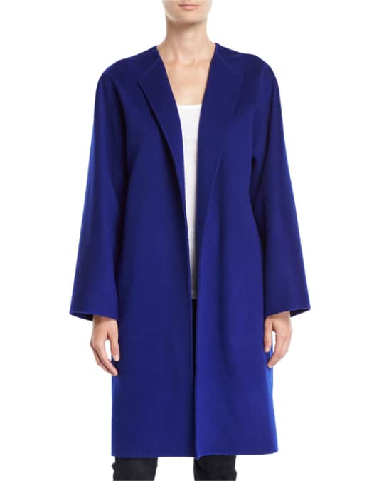 Theory Round-Neck Open-Front New Divide Wool-Cashmere Coat | Neiman Marcus