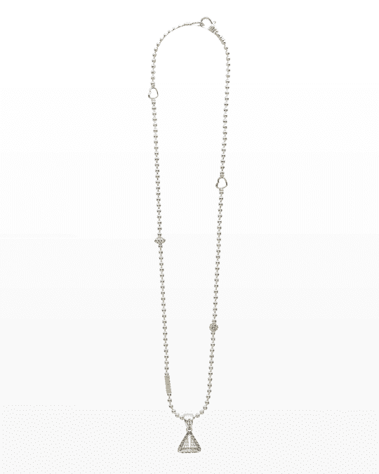 KSL Lux Diamond Silver & 18k Gold Pyramid Pendant Necklace